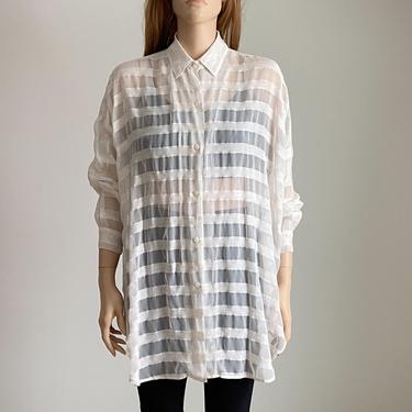 EXPRESS oversized button up sheer pinstripe blouse - small medium 
