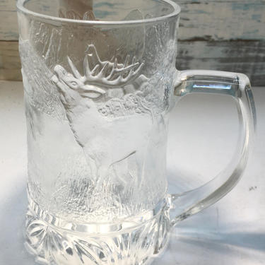 Clear Glass &amp;quot;Elk&amp;quot; design mug with cut bottom by JoyfulHeartReclaimed