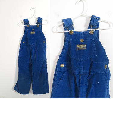 Vintage 80s Kids Oshkosh Blue Corduroy Overalls Made In USA Size 3T 