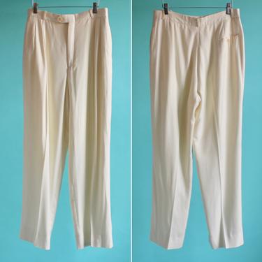 High Waist Linen Look Front Pleat Trouser 1980's size 14 
