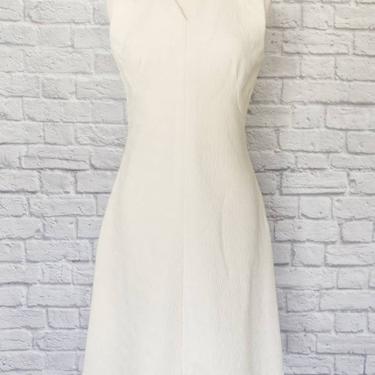 Vintage Homemade 60s Dress // White Cutout A-Line Dress 