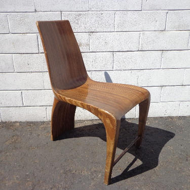 Antique Wood Abstract Chair Vintage Mid Century Modern Seating Retro Rustic Accent Chair 