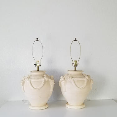 Sculptural / Hollywood Regency  Style Plaster Table Lamps -A Pair . 