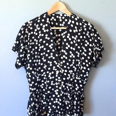 Black and White Polka Dot Patterned Top 
