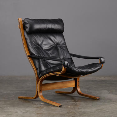 Mid Century Siesta Lounge Chair Black Leather Ingmar Relling 