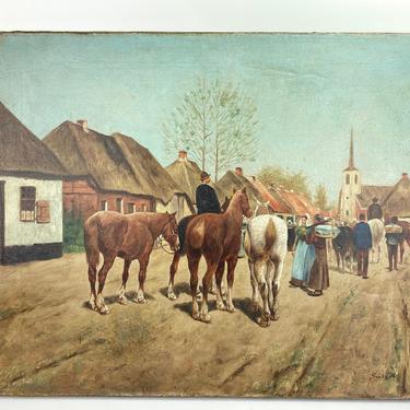 Antique Friedrich Salzer Original Canvas Oil Painting Country Landscape Germany 