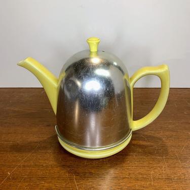 Vintage Hall China Lipton Canary Yellow Teapot with Metal Cozy 