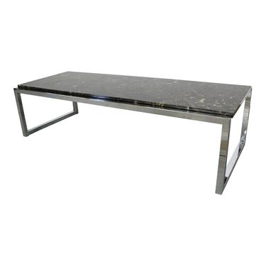 Mid-Century Modern Coffee Table Marble Top Chrome Table 