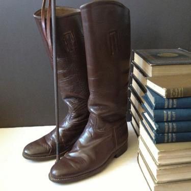 1940s Leather Riding Boots Chestnut Brown Equestrian Size 7 