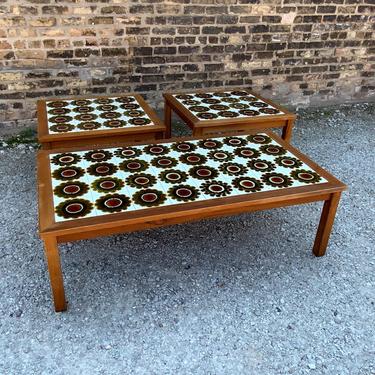 Ceramic Tile Coffee Table British Ceramicist Alan Wallwork, Table by Trioh Made in Denmark