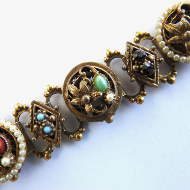 1960s Victorian Revival Book Chain Bracelet 