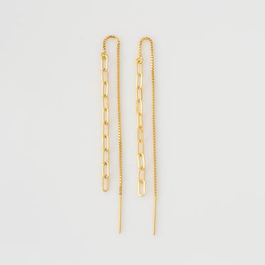 Paperclip Earrings • Threader Earrings • Paperclip Chain Threader Earrings • Long Threader Earring • Modern Earring • Gold Threader Earrings 