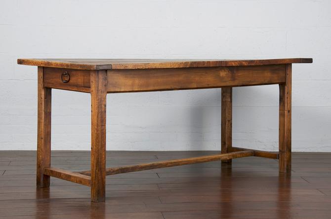 Antique Country French Provincial, Walnut Farm Table Trestle