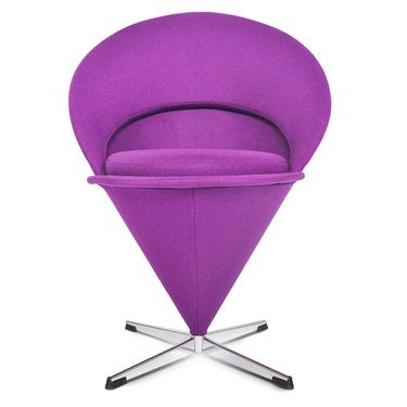 Danish Mid Century Modern Verner Panton Cone Chair in Purple Wool 