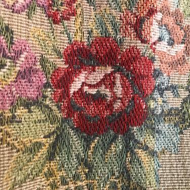 French Jacquard Woven Tapestry Fabric Remnant, Floral Foliage, Sewing Projects, Chateau Decor 