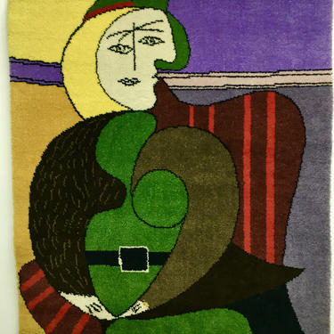 Couristan Pablo Picasso The Red Armchair Wool Area Rug Wall Hanging Limited Edition 31/500 Abstract Woman 