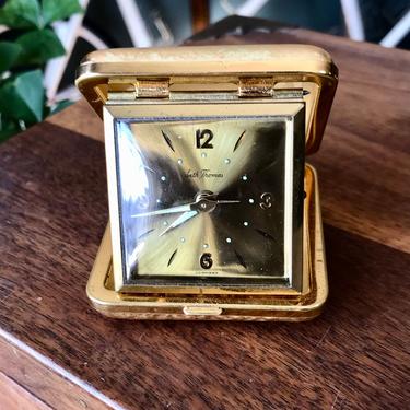 Vintage Travel Clock Seth Thomas Wind Up Luminous Dial Alarm Mid Century Modern 