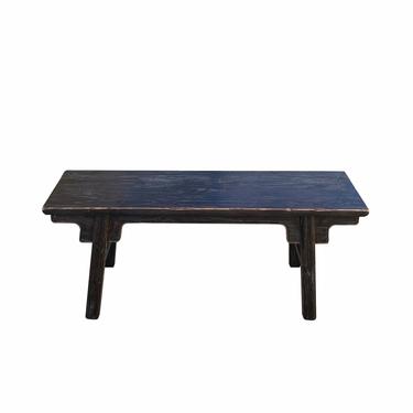 Chinese Oriental Distressed Black Wood Bench Stool cs7092E 