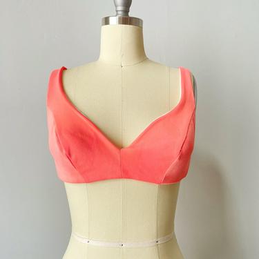 1970s Bikini Crop Top Neon Pink Bra S 
