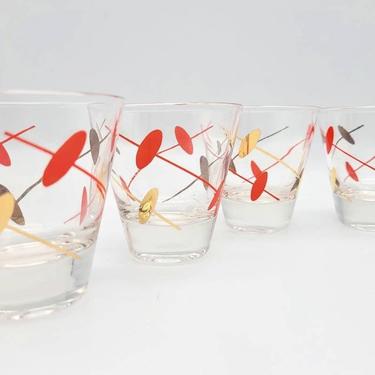 Vintage 22k Gold Shot Glasses (4), Federal Glassware, Vintage Barware, Vintage Glassware, Federal Rhythm, Mid-Century Barware, MCM Glasses 