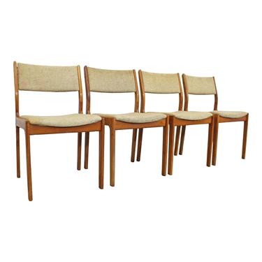 Danish Modern Teak Dining Chairs Set of 4, Mid-century Modern D-Scan Side Chairs 