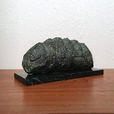 Unusual Biomorphic Bronze Sculpture, Larva or Fossil? Original Artist Signed ML 