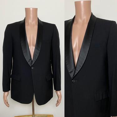 Vintage 1950s Tuxedo Jacket 50s Black Formal Satin Lapel 