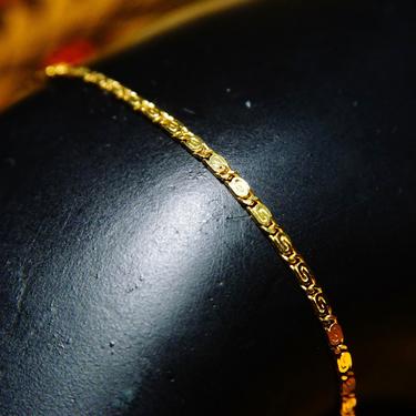 Vintage Minimalist 14k Yellow Gold Snail Chain Bracelet, Delicate 1.5mm Gold Chain Bracelet, Swirl Links, 585 Jewelry, 6 1/2&amp;quot; L 