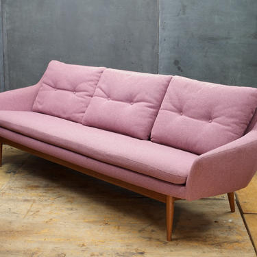 1960s Danish Pink Teak Sofa Vintage Mid-Century Modern Scandinavian 