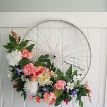 Floral Bicycle Rim Wreath