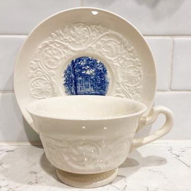 2 Piece of Vintage Hermitage Mansion Nashville Tennessee Embossed Wedgewood Cup and Saucer Circa 1960 by LeChalet