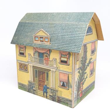 1897 Logan Village House #1, by Mcloughlin Bros. Antique Cardboard Lithograph, Great for Chirstmas Tree Decor 