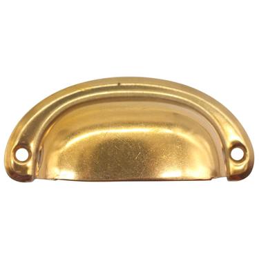 Old New Polished Brass Russwin Drawer Cup Bin Pull