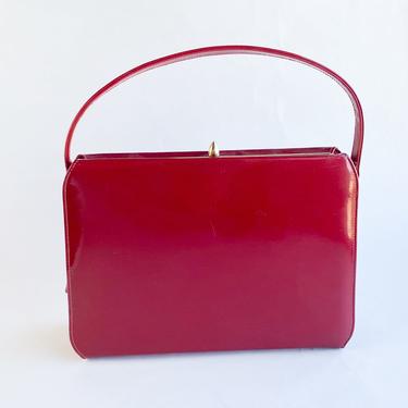 1960s Red Patent Handbag | 60s Red Patent Purse | Theodore California 
