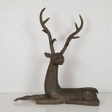 Vintage Brass Hollywood Regency Deer Sculpture . 