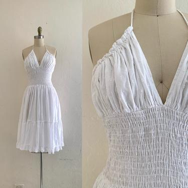 vintage white cotton halter dress 
