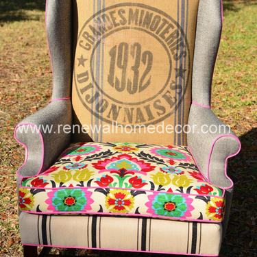 Custom Order - Vintage Upholstered Wingback &quot;Sara's Adelante Wingback&quot; - SOLD 