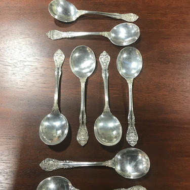 Set 8 cream soup spoons, King Edward pattern, Gorham Sterling 