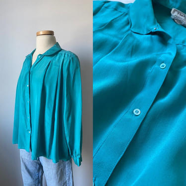Turquoise Silk Trapeze Blouse 