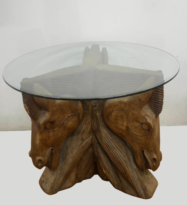 Solid Wood Horse Carved Table