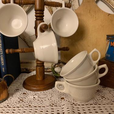 Vintage White Ironstone Tea Cups Set of 6 