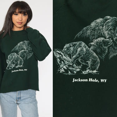 Wyoming Bear Sweatshirt -- Jackson Hole Shirt Animal Shirt 90s Sweatshirt Graphic Sweatshirt Vintage Tree 80s Wildlife Shirt Extra Large xl 