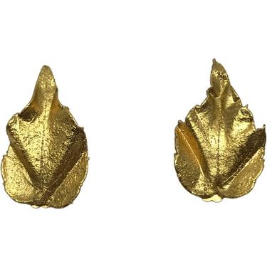 80s Gold Leaf Clip On Earrings