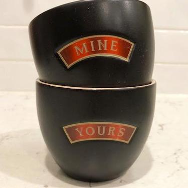 One Set of Vintage Collectible Baileys Mine and Yours Black Coffee Irish Cream Ceramic Cups Valentines Gift by LeChalet