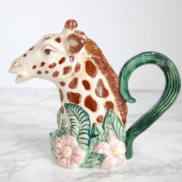 Fitz and Floyd Giraffe Ceramic Creamer Pitcher Safari Animal Decor by PursuingVintage1
