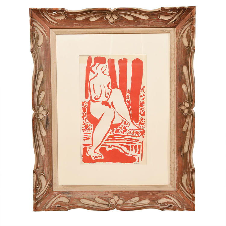 Vintage Maryette Charlton &#8216;Red Nude&#8217; Artwork