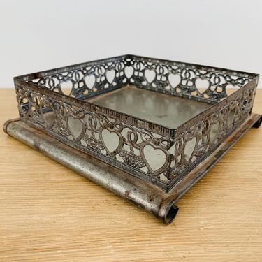 Vintage Tin Heart Accent Tray 