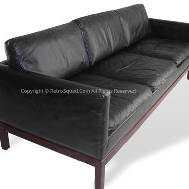 Danish Modern Black Leather Sofa By &amp;quot;Marble Imperial&amp;quot; - Comercial Funiture Quality Of Herman Miller &amp; Knoll Mid Century Eames 