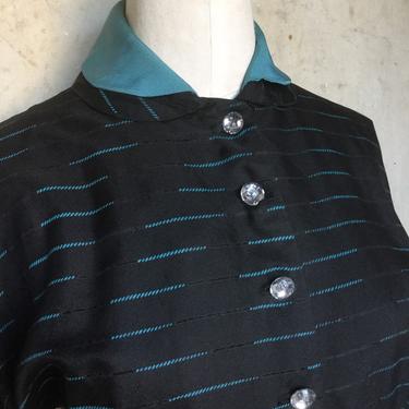 1950s Cocktail  Dress Black and Turquoise 36 Bust 