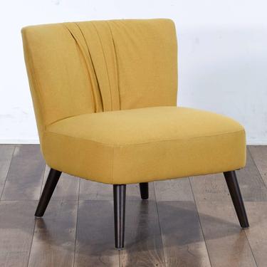 Art Deco Mustard Pleat Back Slipper Accent Chair